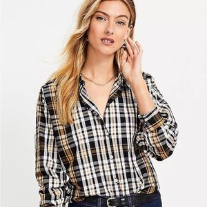 LOFT Plaid Oversized Everyday Shirt